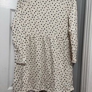 Old Navy Cream and Gray Polka Dot Blouse